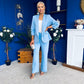 Danika Ruched Blazer & Belted Trouser Set Pwr Blue