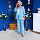 Danika Ruched Blazer & Belted Trouser Set Pwr Blue