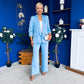 Danika Ruched Blazer & Belted Trouser Set Pwr Blue