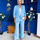 Danika Ruched Blazer & Belted Trouser Set Pwr Blue