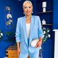 Danika Ruched Blazer & Belted Trouser Set Pwr Blue