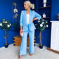 Danika Ruched Blazer & Belted Trouser Set Pwr Blue