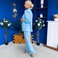 Danika Ruched Blazer & Belted Trouser Set Pwr Blue