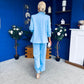 Danika Ruched Blazer & Belted Trouser Set Pwr Blue
