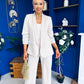 Danika Ruched Blazer & Belted Trouser Set Almond