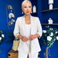Danika Ruched Blazer & Belted Trouser Set Almond