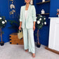 Danika Ruched Blazer & Belted Trouser Set Mint