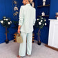 Danika Ruched Blazer & Belted Trouser Set Mint