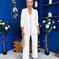 Danika Ruched Blazer & Belted Trouser Set White