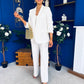 Danika Ruched Blazer & Belted Trouser Set White