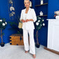 Danika Ruched Blazer & Belted Trouser Set White