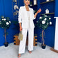 Danika Ruched Blazer & Belted Trouser Set White