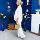 Danika Ruched Blazer & Belted Trouser Set White