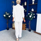 Danika Ruched Blazer & Belted Trouser Set White