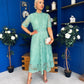 Alva Crochet Detail Occasion Dress Green