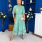 Alva Crochet Detail Occasion Dress Green