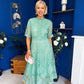 Alva Crochet Detail Occasion Dress Green