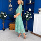 Alva Crochet Detail Occasion Dress Green