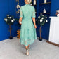Alva Crochet Detail Occasion Dress Green