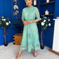 Alva Crochet Detail Occasion Dress Green