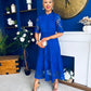 Alva Crochet Detail Occasion Dress Cobalt