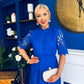 Alva Crochet Detail Occasion Dress Cobalt
