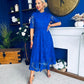 Alva Crochet Detail Occasion Dress Cobalt