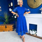 Alva Crochet Detail Occasion Dress Cobalt