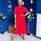 Alva Crochet Detail Occasion Dress Rouge