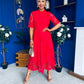 Alva Crochet Detail Occasion Dress Rouge