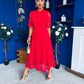 Alva Crochet Detail Occasion Dress Rouge