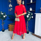 Alva Crochet Detail Occasion Dress Rouge