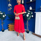 Alva Crochet Detail Occasion Dress Rouge