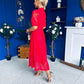 Alva Crochet Detail Occasion Dress Rouge