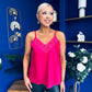 Clara Lace Detail Cami Top Cerise