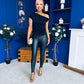 Penelope Studded Ruched Top Black