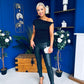 Penelope Studded Ruched Top Black