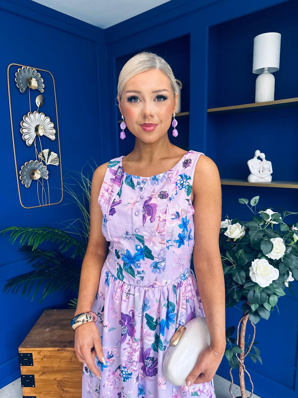 Kennedy Sleeveless Midi Dress Floral Lilac