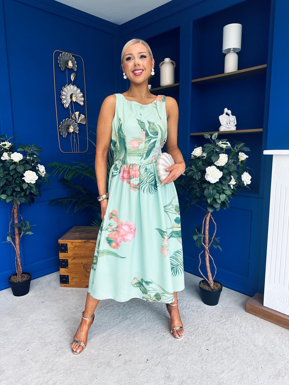 Kennedy Sleeveless Midi Dress Floral Pastel