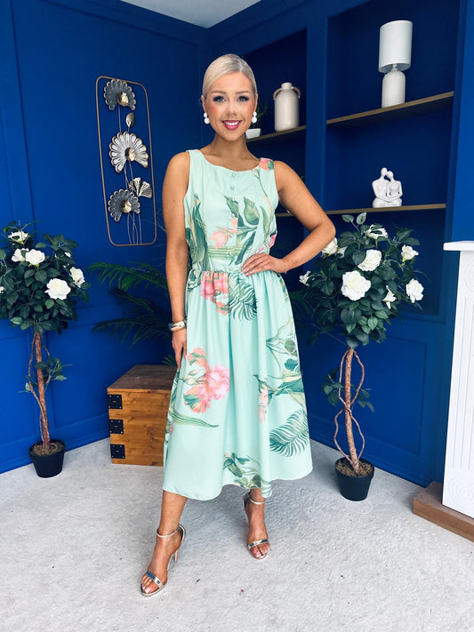 Kennedy Sleeveless Midi Dress Floral Pastel