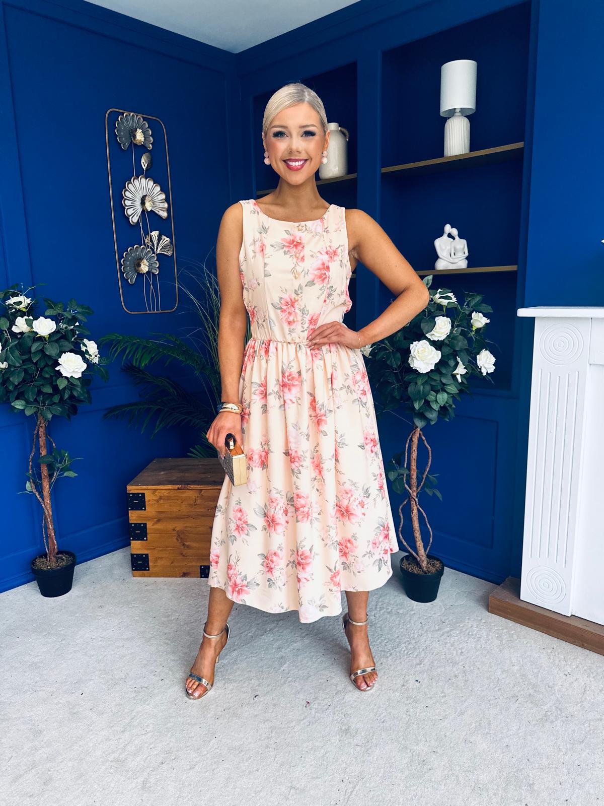 Kennedy Sleeveless Midi Dress Floral Yellow