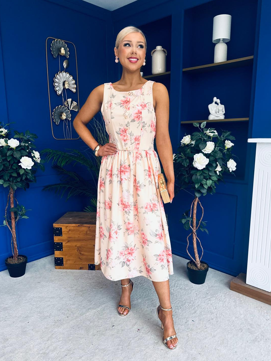 Kennedy Sleeveless Midi Dress Floral Yellow