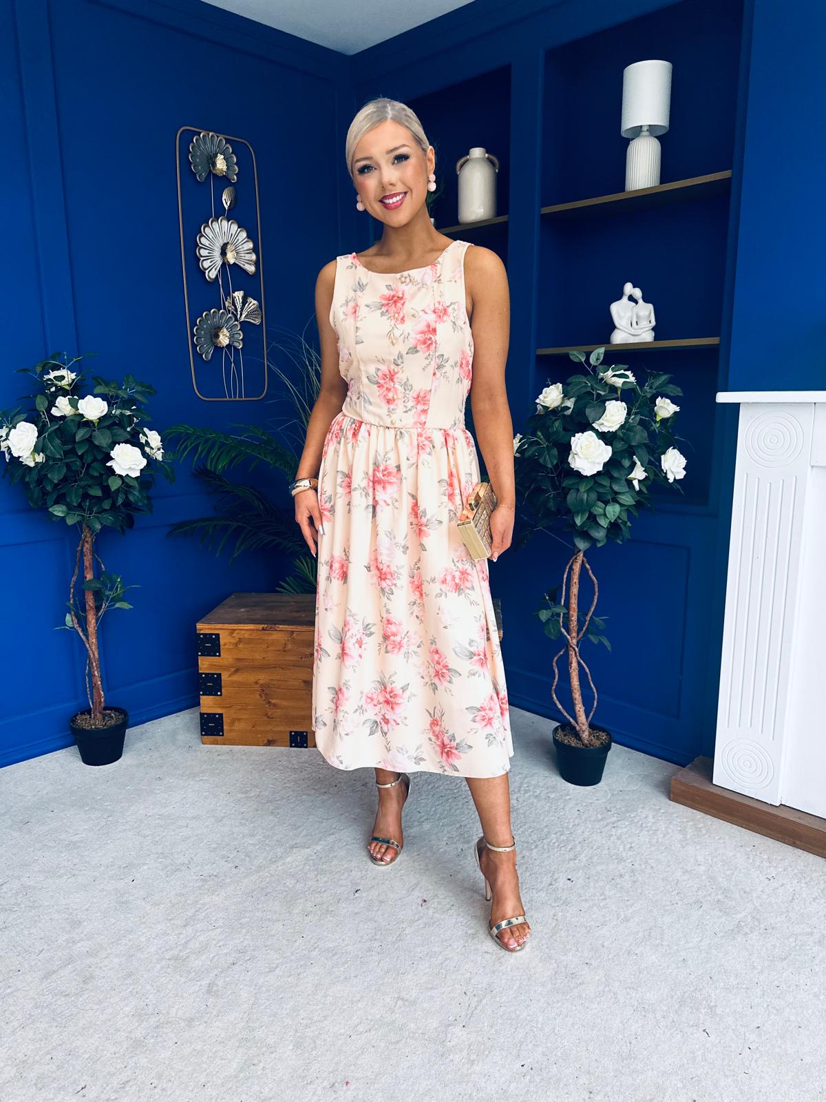 Kennedy Sleeveless Midi Dress Floral Yellow