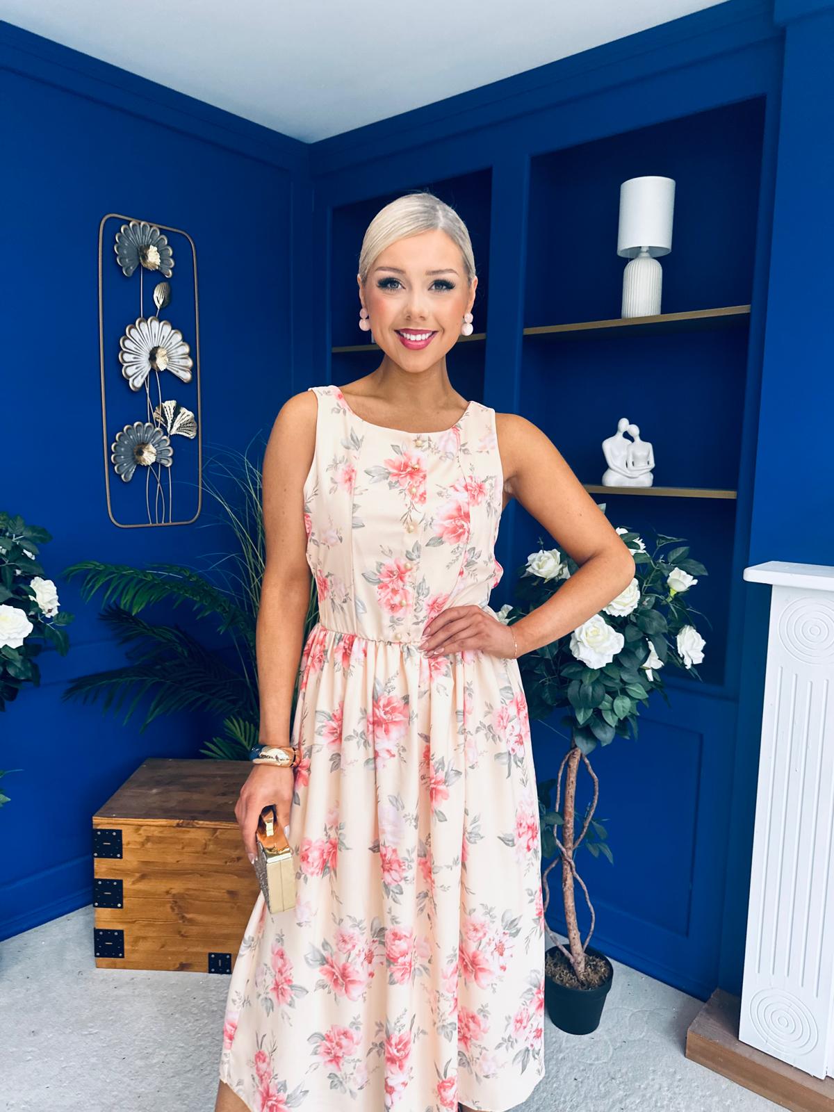 Kennedy Sleeveless Midi Dress Floral Yellow
