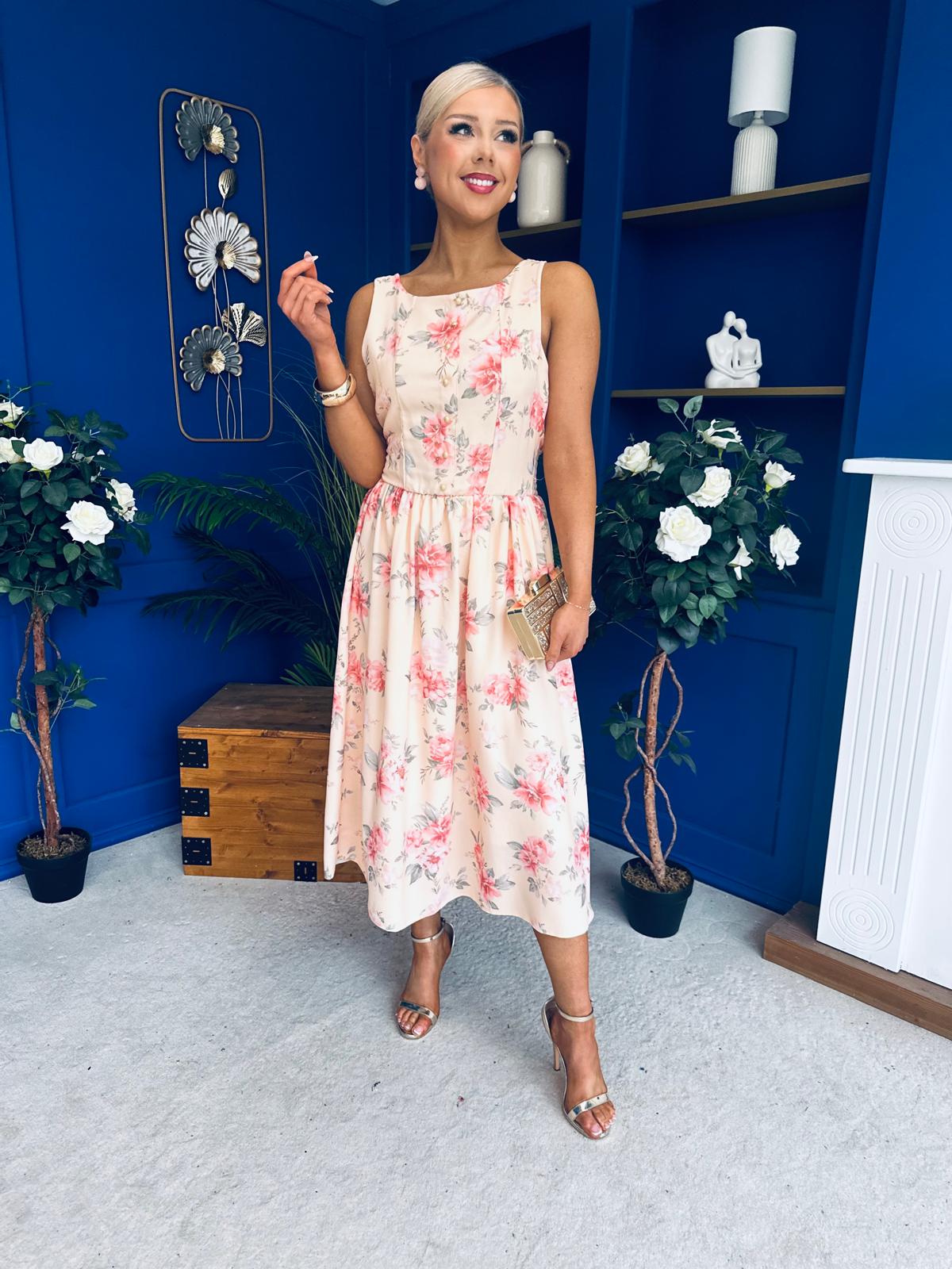 Kennedy Sleeveless Midi Dress Floral Yellow