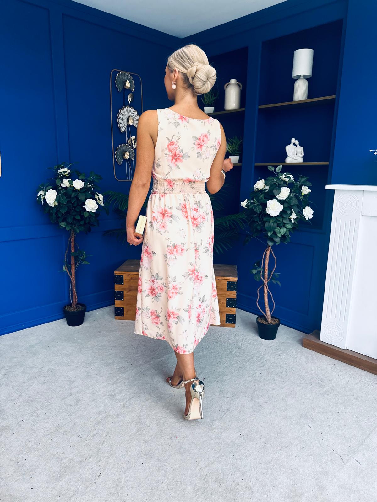 Kennedy Sleeveless Midi Dress Floral Yellow