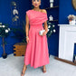 Breffy Asymmetric Neckline Skater Midi Rose