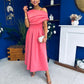 Breffy Asymmetric Neckline Skater Midi Rose