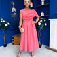 Breffy Asymmetric Neckline Skater Midi Rose