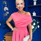 Breffy Asymmetric Neckline Skater Midi Rose